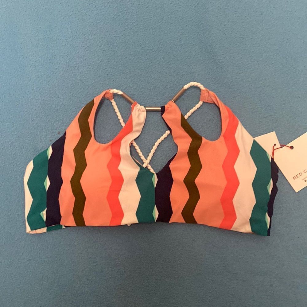 Red Carter Halter Bikini Top Large